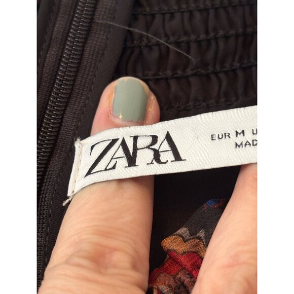 Zara Chiffon Paisley Printed Mini Dress With Belted Waist & Long Sleeves - Picture 6 of 12